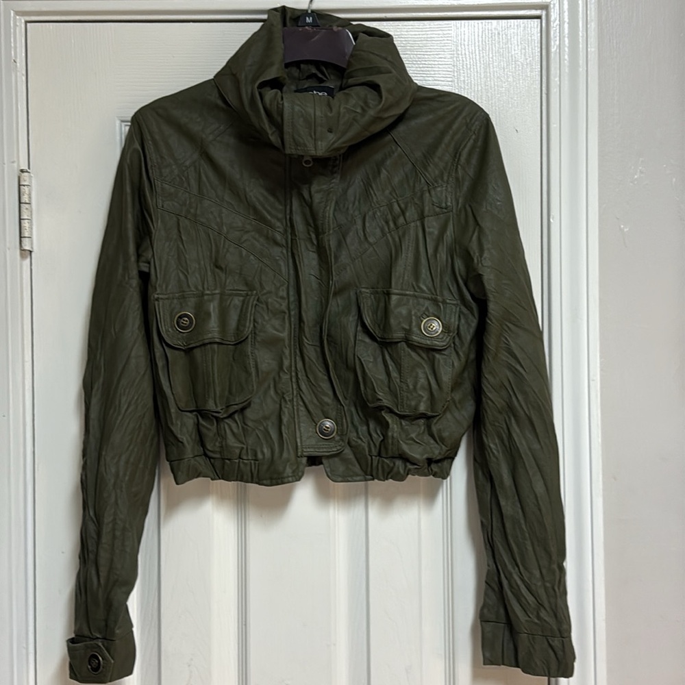 BEBE Faux Leather Green Jacket - Picture 3 of 16